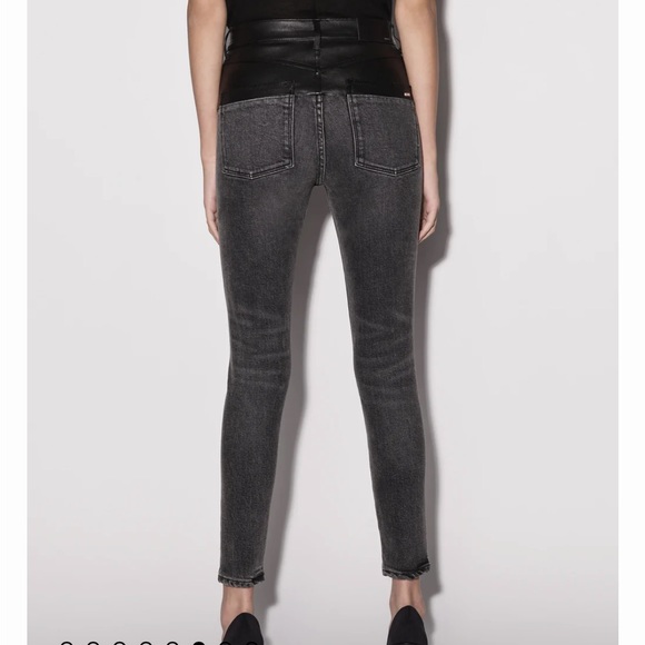 **SOLD** NEW Amiri Genuine Leather Contrast Skinny Jeans Aged Black/Black 25 - Picture 9 of 17